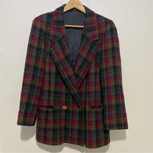 Vintage Significance Plaid Tweed Blazer Wool Academia 2 Button Jacket Sz 4